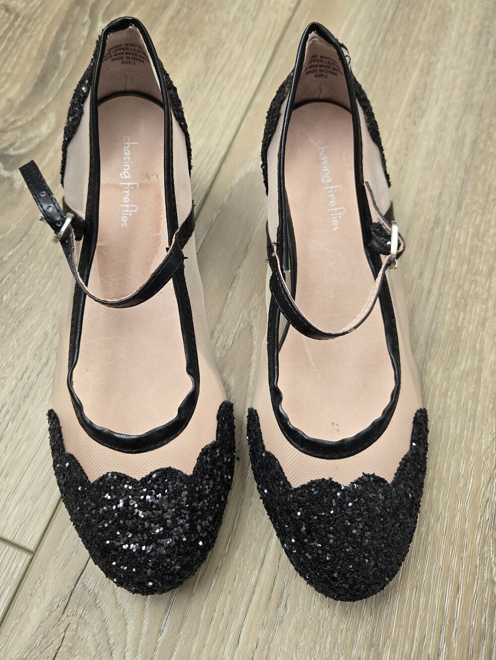 Chasing Fireflies Mesh & Glitter Heeled Maryjane Shoes, 2 Kids
